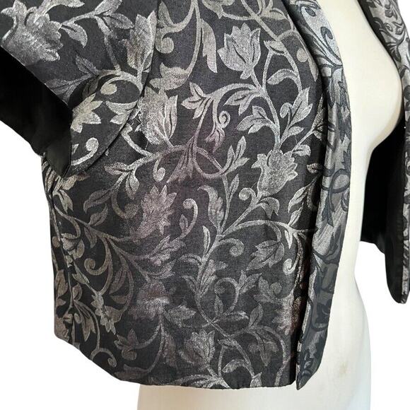 JR Nites Womens Silver Black Bolero Cap Sleeve Jacket Open Whimsigoth Y2K sz 12 - Picture 2 of 16